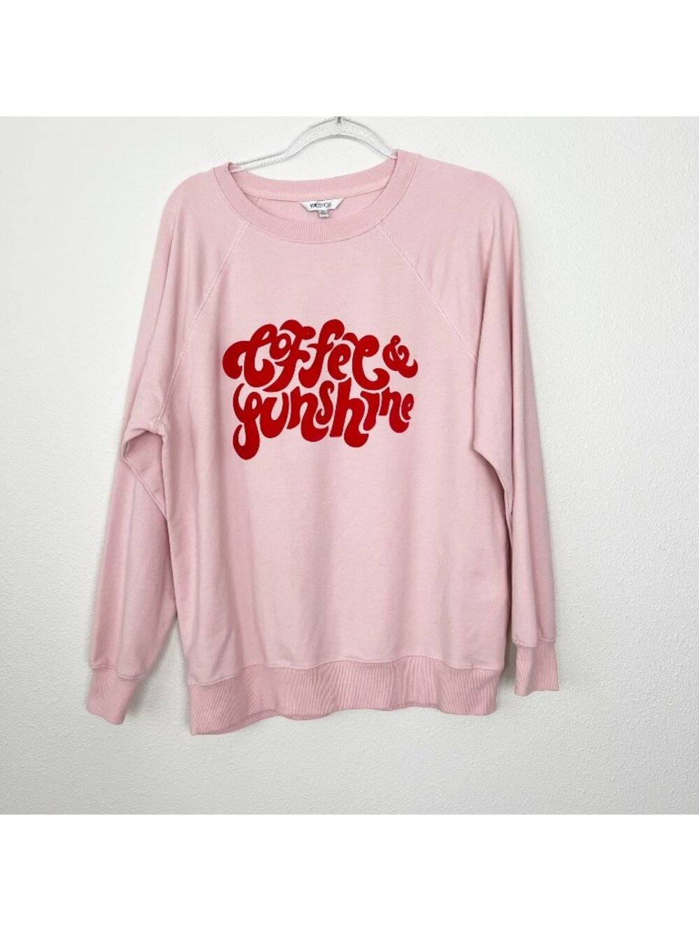 Wildfox Womens Small Coffee & Sunshine Oversized Pink Velvet Pullover Sweatshirt